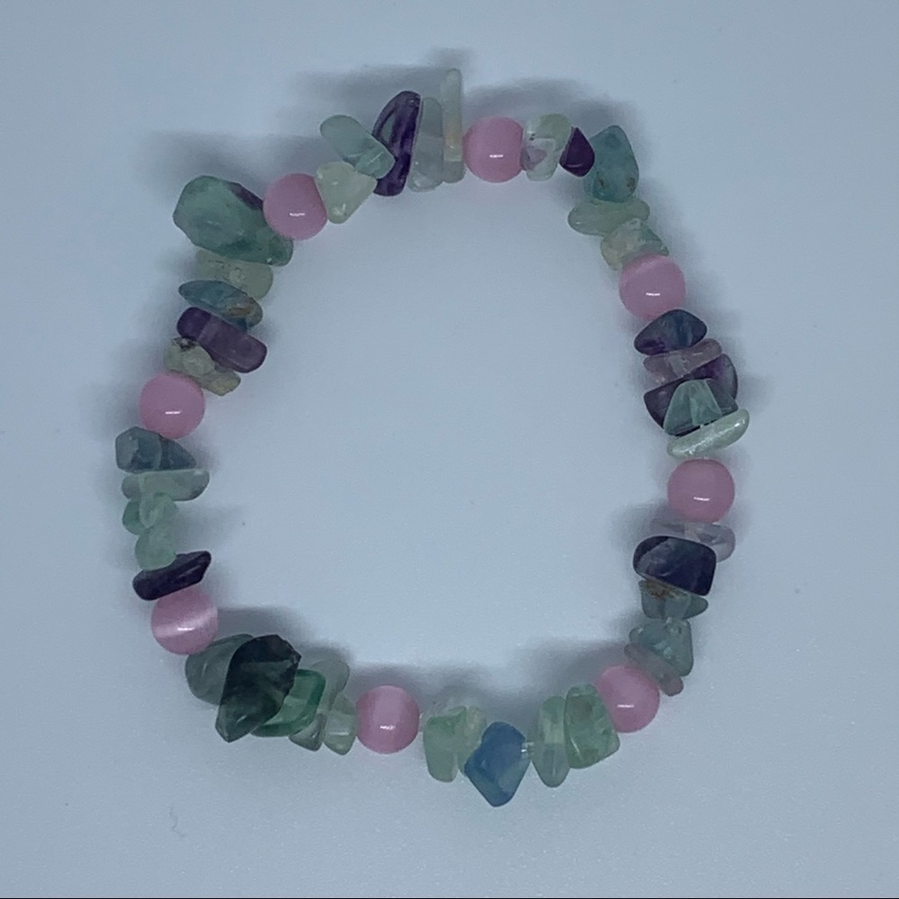 Rainbow Fluorite Crystal Beaded Bracelet